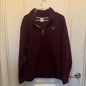 PINK Victoria's Secret Maroon Sherpa Hoodie